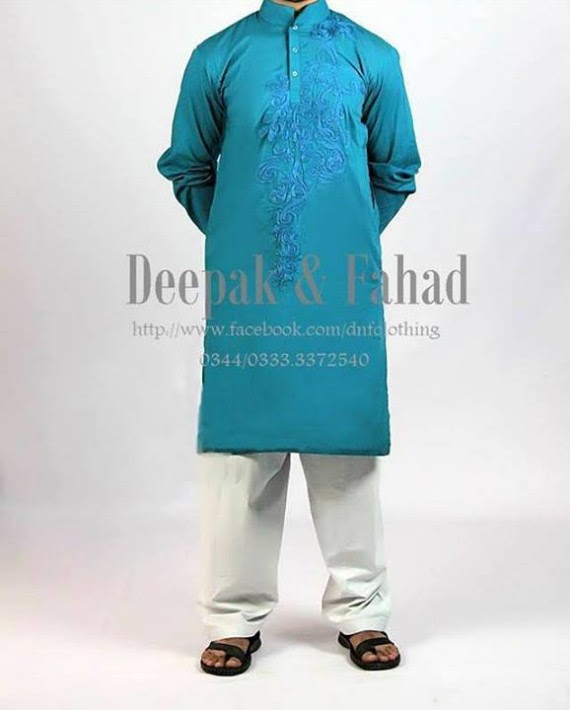 Mens-Boy-New-Summer-Eid-Dress-Kurta-Kamiz-Salwar-Pajama-by-Deepak-Fahad-9 Mens-Boy-New-Summer-Eid-Dress-Kurta-Kamiz-Salwar-Pajama-2013-by-Deepak-Fahad-9