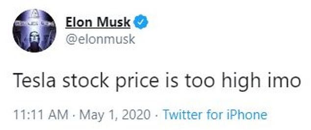 Elon Musk goes on bizarre Twitter rant that sends Tesla shares tumbling after he boasts his company's stock is 'too high' and pledges to 'sell of his physical possessions' before reciting the Star Spangled Banner(22 Pics)