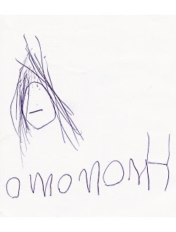 Esmé writes the word mommy.