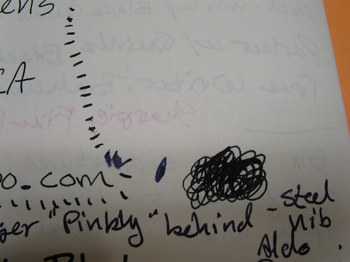 Show-through on the paper of a Rhodia web notebook ("webbie")