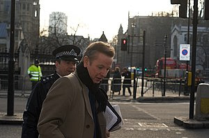 English: Michael Gove outside the Palace of We...