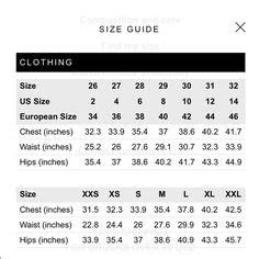 Zara Size Chart Women's Jeans - Moebel um