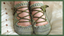 Elvish leaves Lothlorien slippers green merino tencel laced up