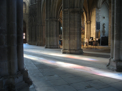 sunlit stone structure