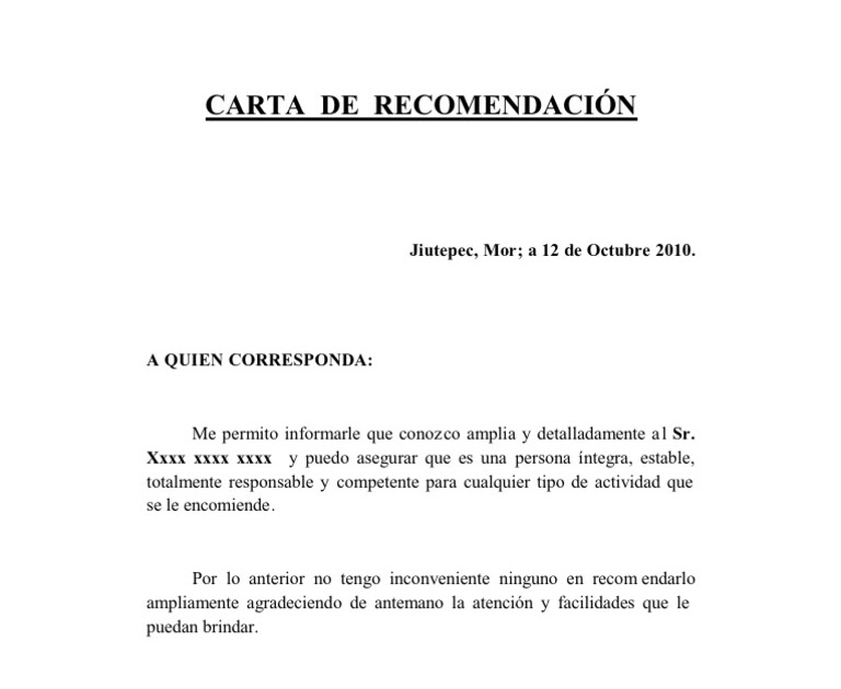 Labace Carta De Recomendacion Laboral De Un Amigo Labb By Ag