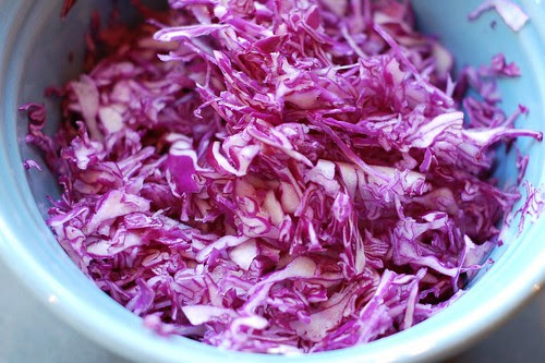 Shredded red cabbage by Eve Fox, Garden of Eating blog, copyright 2012