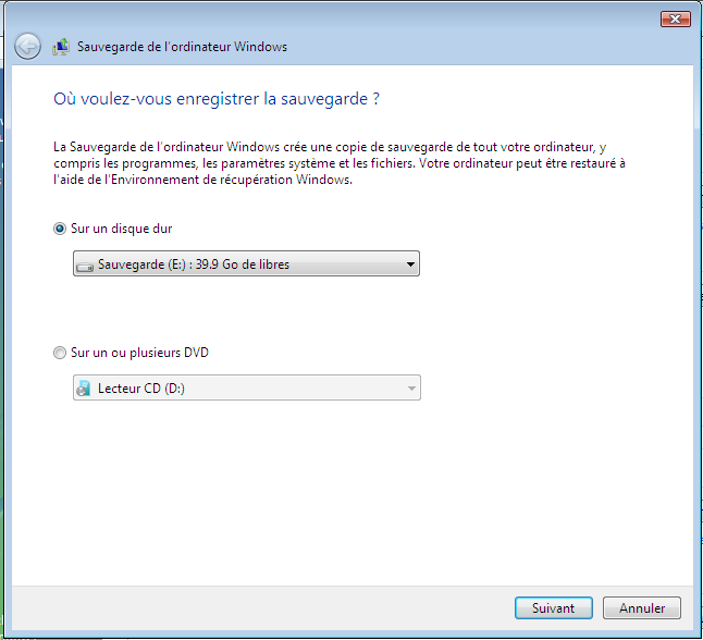 Tutoriel Centre Sauvegarde de Windows Vista/Seven