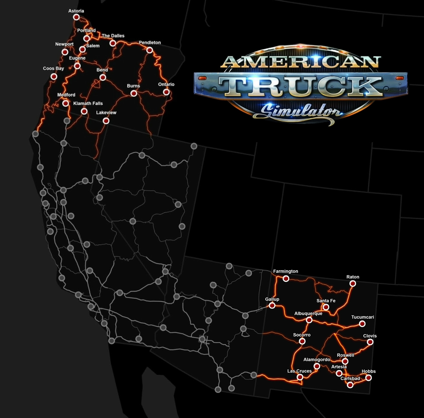 Автосалоны атс. American Truck Simulator Colorado карта. American Truck Simulator карта всех Штатов. Американ трак симулятор 2 карта. Карта American Truck Simulator со всеми ДЛС.