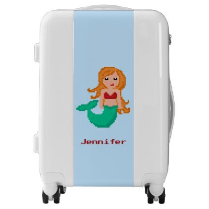 8Bit Pixel Geek Mermaid Custom Luggage
