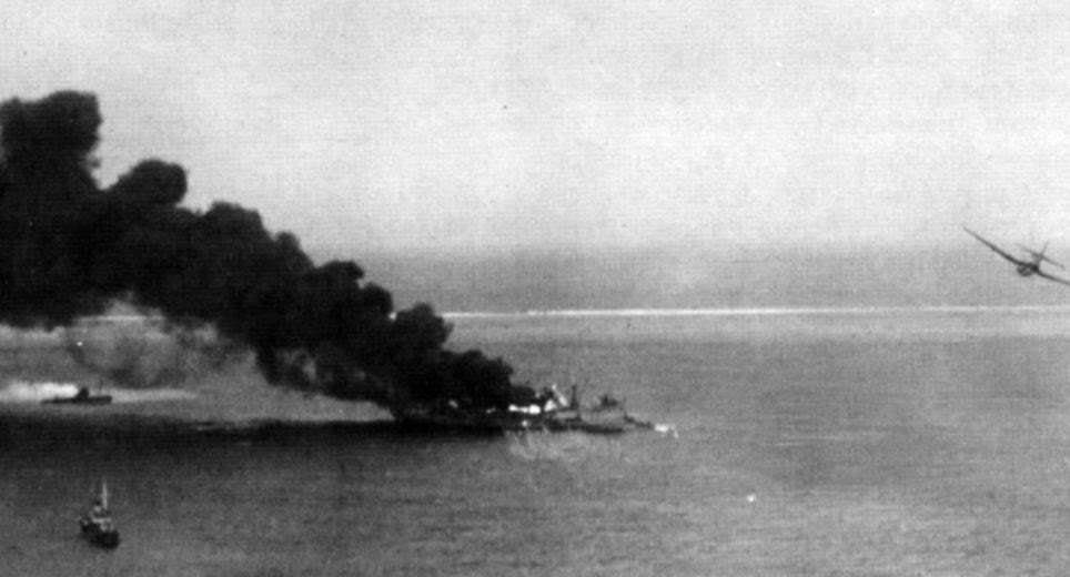 Assault: US airplanes attack the Truk Anchorage as part of the two-day attack against the Japanese 