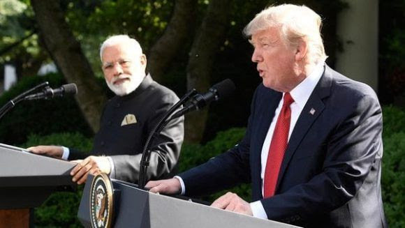Trump junto al premier indio en la Casa Blanca. Foto: AFP