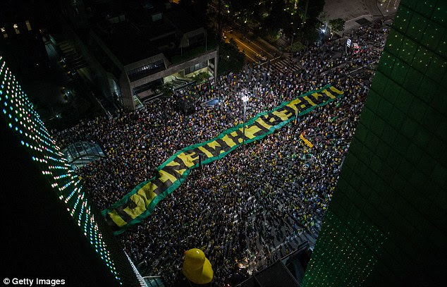 A view from above shows the extend of the protest which is against Luiz Inacio Lula da Silva becoming the government's chief of staff