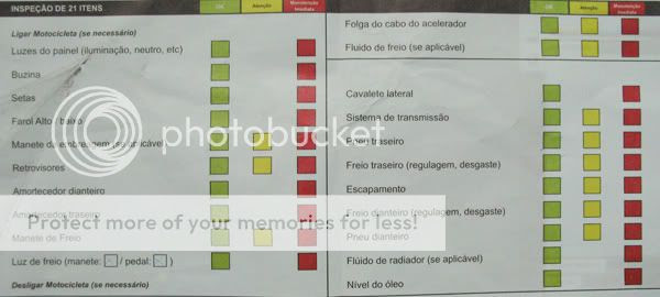 Inspeção de 21 itens no Moto Check-Up Inspeção de 21 itens no Moto Check-Up