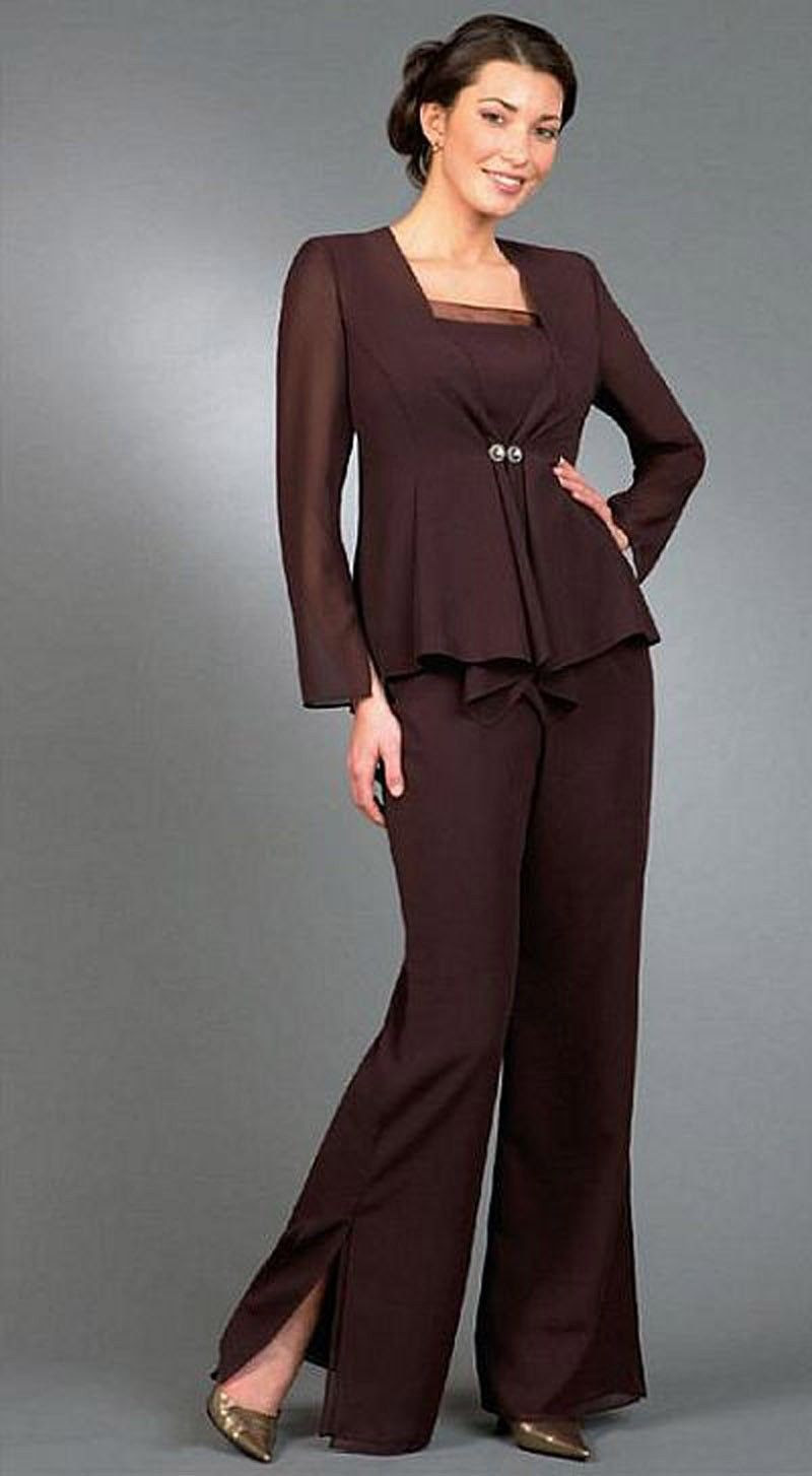 elegant empire mother of the bride pant suits with long