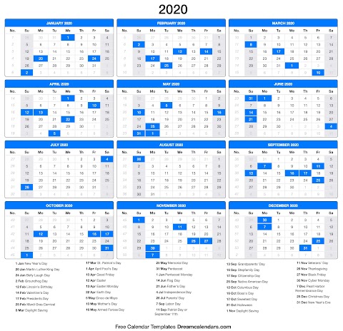Calendar 2020 Government