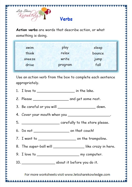 Linking Verb Worksheet Grade 4