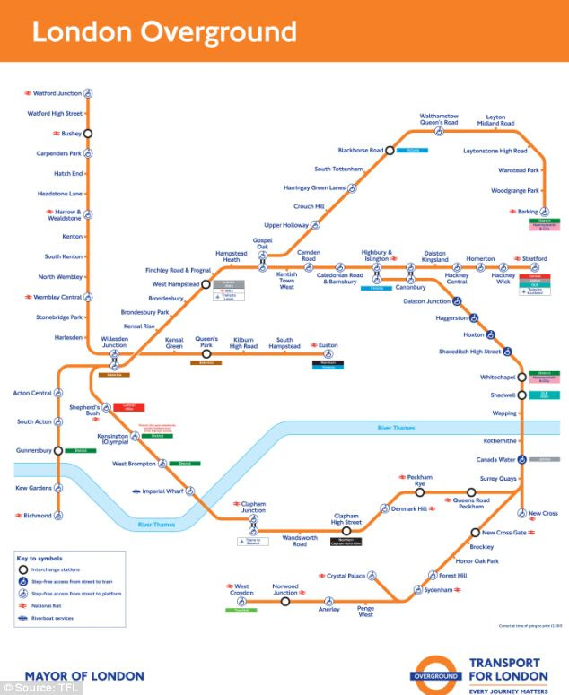 The Overground mainly covers London areas in zone two but the new orbital railway would extend from zone three right through to the outskirts encompassing some zone five areas like Sutton