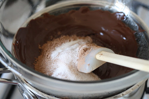 Add the sugar and hot chocolate mix