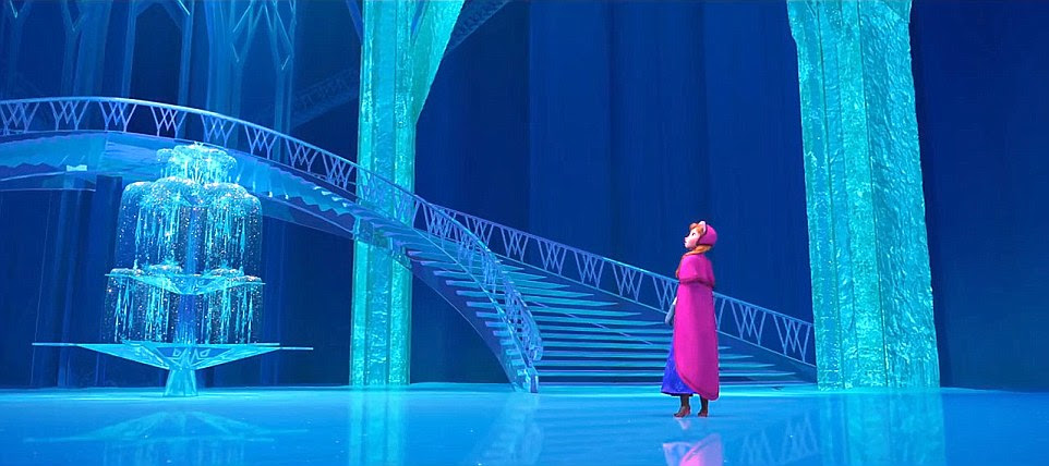 Princess Anna marvels at Elsa's castle in the film which is based on Hans Christian Andersen's fairy tale The Snow Queen