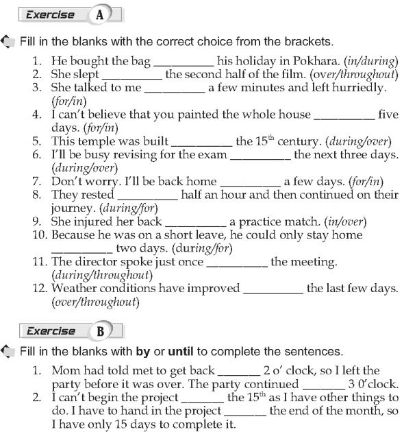 Preposition Test For Class 7 Icse