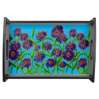 Aster Flowers on Serving Tray