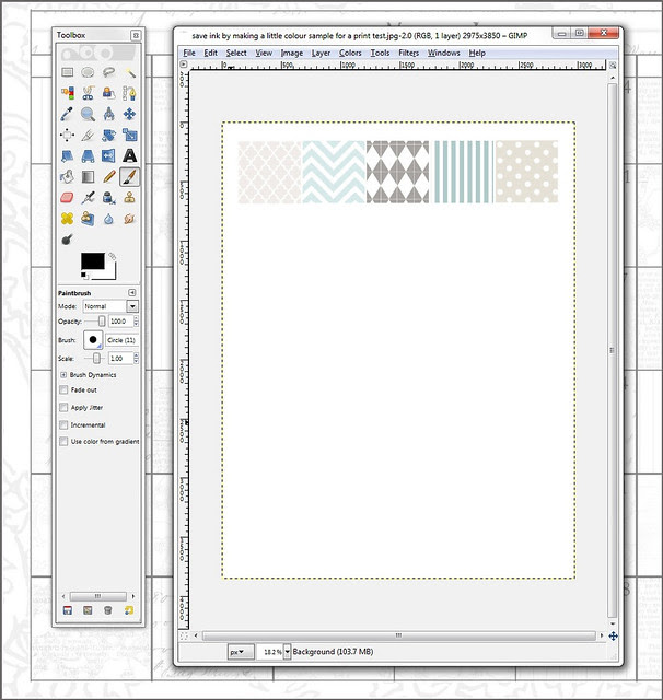 save ink by making a little colour sample for a print test