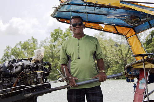 Longtail boat driver at Bang Mud Seafood restaurant