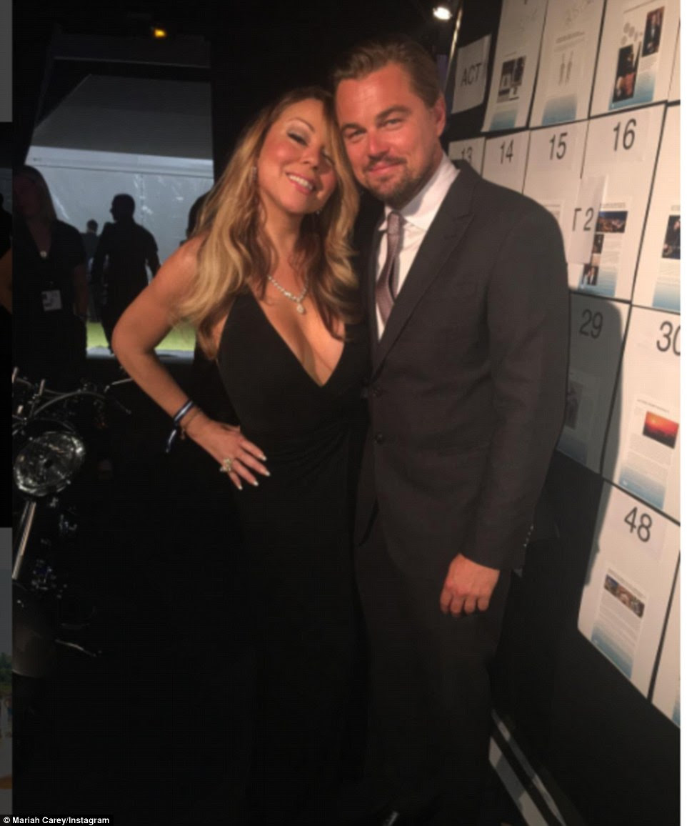Com o homem principal: Mariah postou um Instagram SNAP com o anfitrião da festa Leo DiCaprio