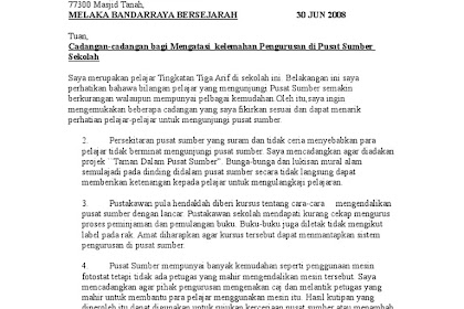 Contoh Surat Tidak Rasmi Pt3 2019