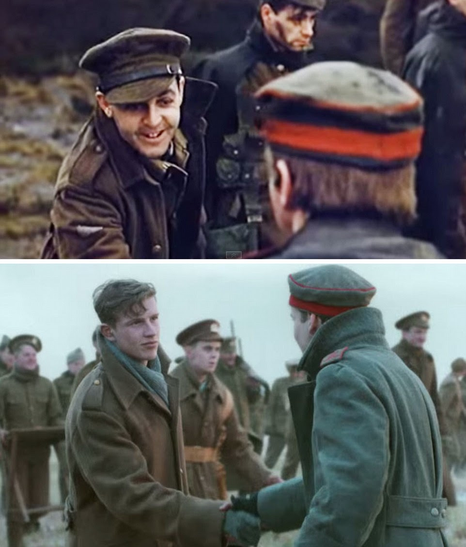 Warm: Marking the moment their conflict was set aside for Christmas was also shown in the two videos of the same event