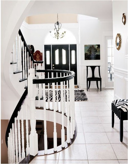 black and white staircase style at home