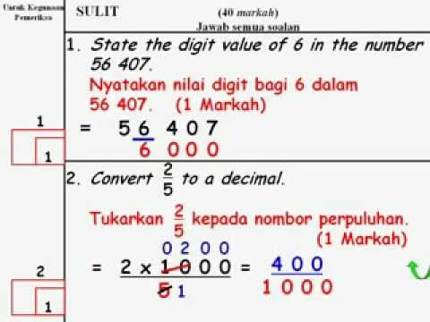 Contoh Soalan Matematik Pasti 5 Tahun - Soalan 0