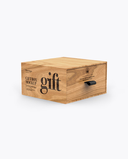 Download Wooden Gift Box Psd Mockup Half Side View PSD Mockup Templates