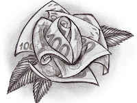 Outline Money Rose Tattoo Drawing