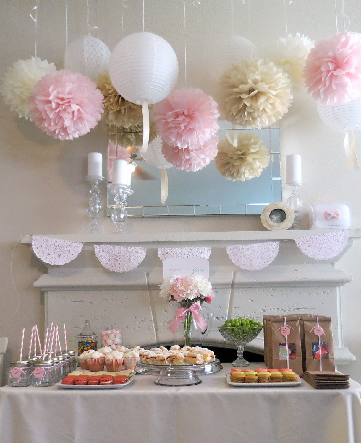 7 Pom Poms - Romantic Blush Paper Pom-Poms - More Colors Available - Wedding - Birthday - Nursery - Shower - PrettywithSprinkles 7 Pom Poms - Romantic Blush Paper Pom-Poms - More Colors Available - Wedding - Birthday - Nursery - Shower - PrettywithSprinkles