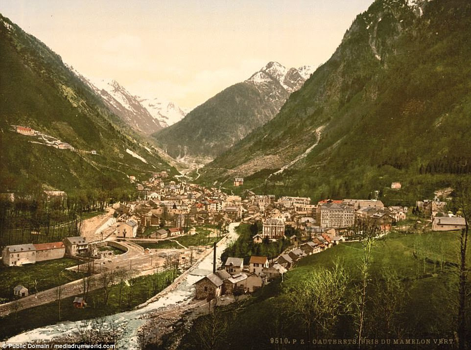 While many of the pictures showed museums, palaces and landmarks, others showed France's breathtaking natural beauty. This image from between 1890 and 1900 shows the spa town of Cauterets in the Pyrenees