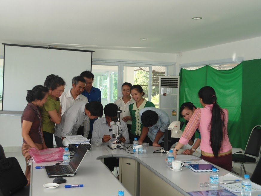 staff training at Trichogramma rearing facility in Laos