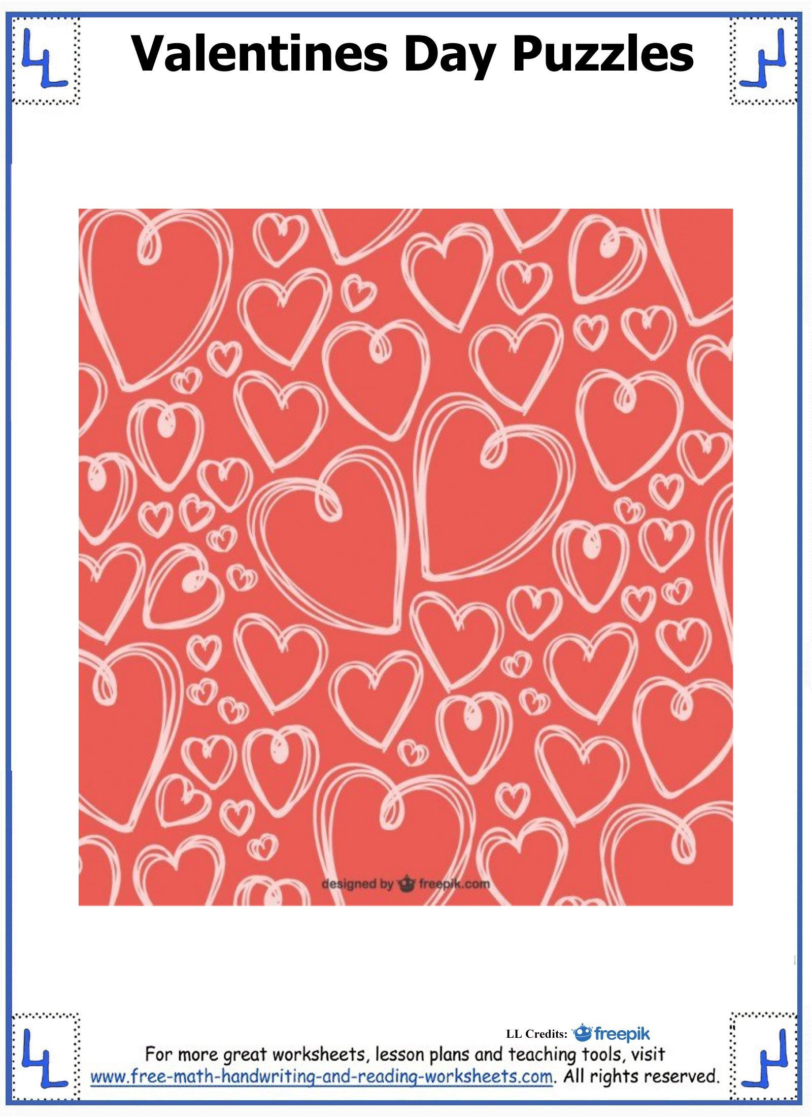 valentine day puzzles printable cut paste puzzles