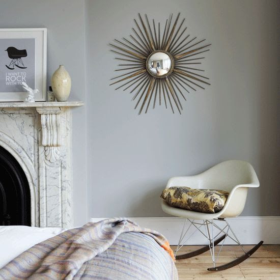 Farrow & Ball's Lamp Room Gray bedroom