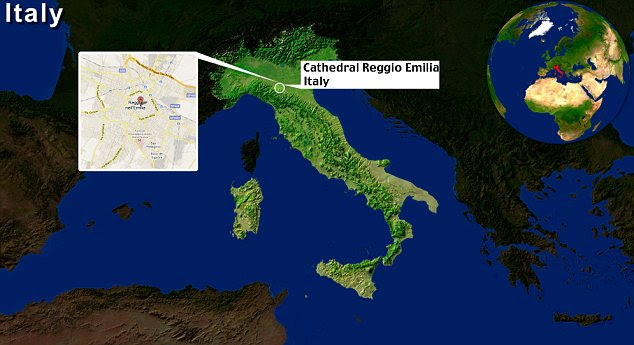 Location of the cathedral Reggio Emilia in Italy 