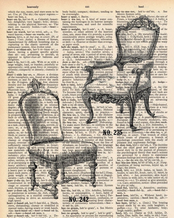 Vintage Dictionary Chairs Print - Vintage Chairs plus FREE 5x7 monogram
