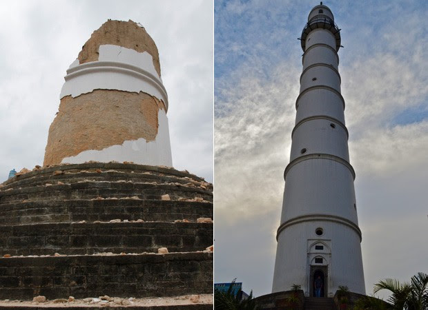 Torre foi destruída pela 2ª vez por terremoto (Foto: Niranjan Shrestha/AP / Sumona/CC) Torre foi destruída pela 2ª vez por terremoto (Foto: Niranjan Shrestha/AP / Sumona/CC)