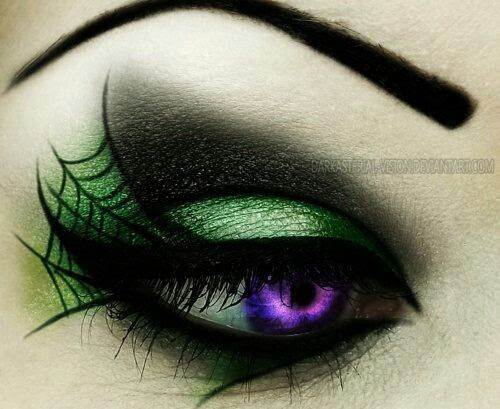 Are you a makeup artist or facepainter? Get bookings for holiday clients by sharing pictures of your work on Pinterest.  This look would be great as part of a witch's costume.