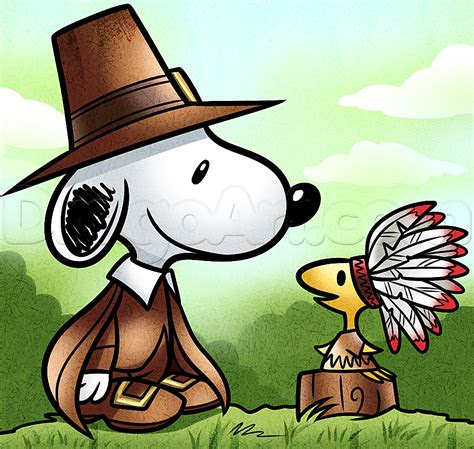 thanksgiving snoopy  woodstock drawing lesson step