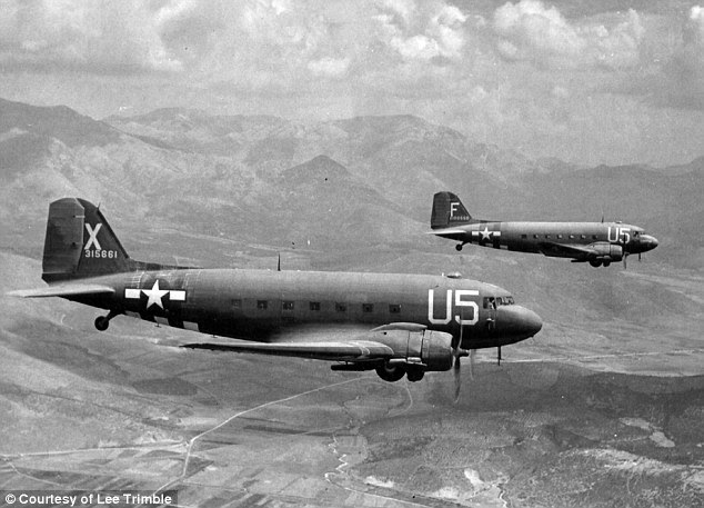 Vital transport: Douglas C-47 Skytrains in the air. The plane was the backbone of Allied campaigns and used for transport to the Soviet Union