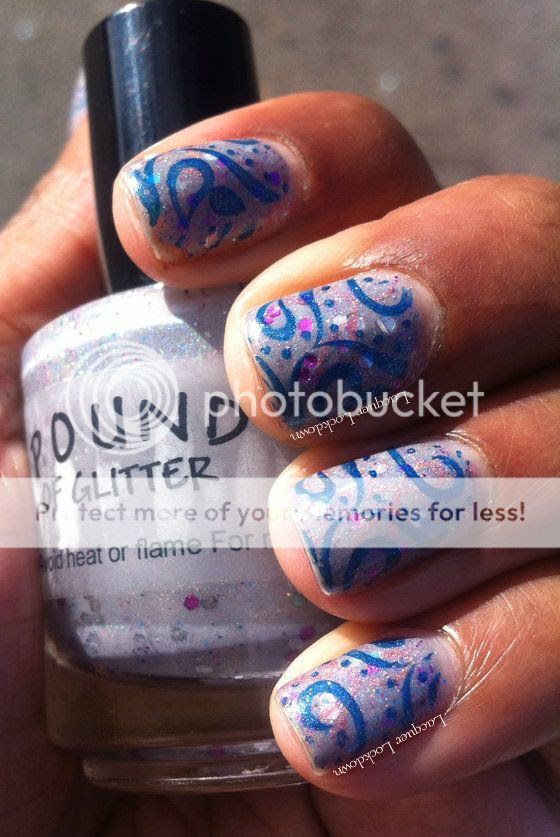 Lacquer Lockdown - Pound of Glitter Gray Matter, konad, M63, M64, abstract nail art, nail art, indie polish, stamping, china glaze TTYL, Color Club Cold Metal, glitter nail polish