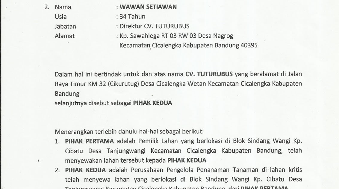 Contoh Surat Kuasa Pengelolaan Lahan Contoh Surat