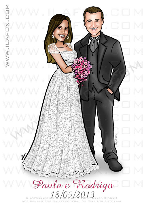 Caricatura casal, caricatura noivos, caricaturas para casamento, by ila fox