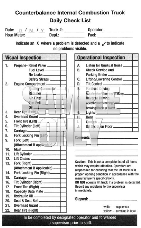 Forklift Inspection Checklist Book – The Checklist Caddy