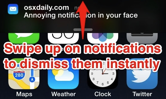 Dismiss Notifications instantly with a swipe up